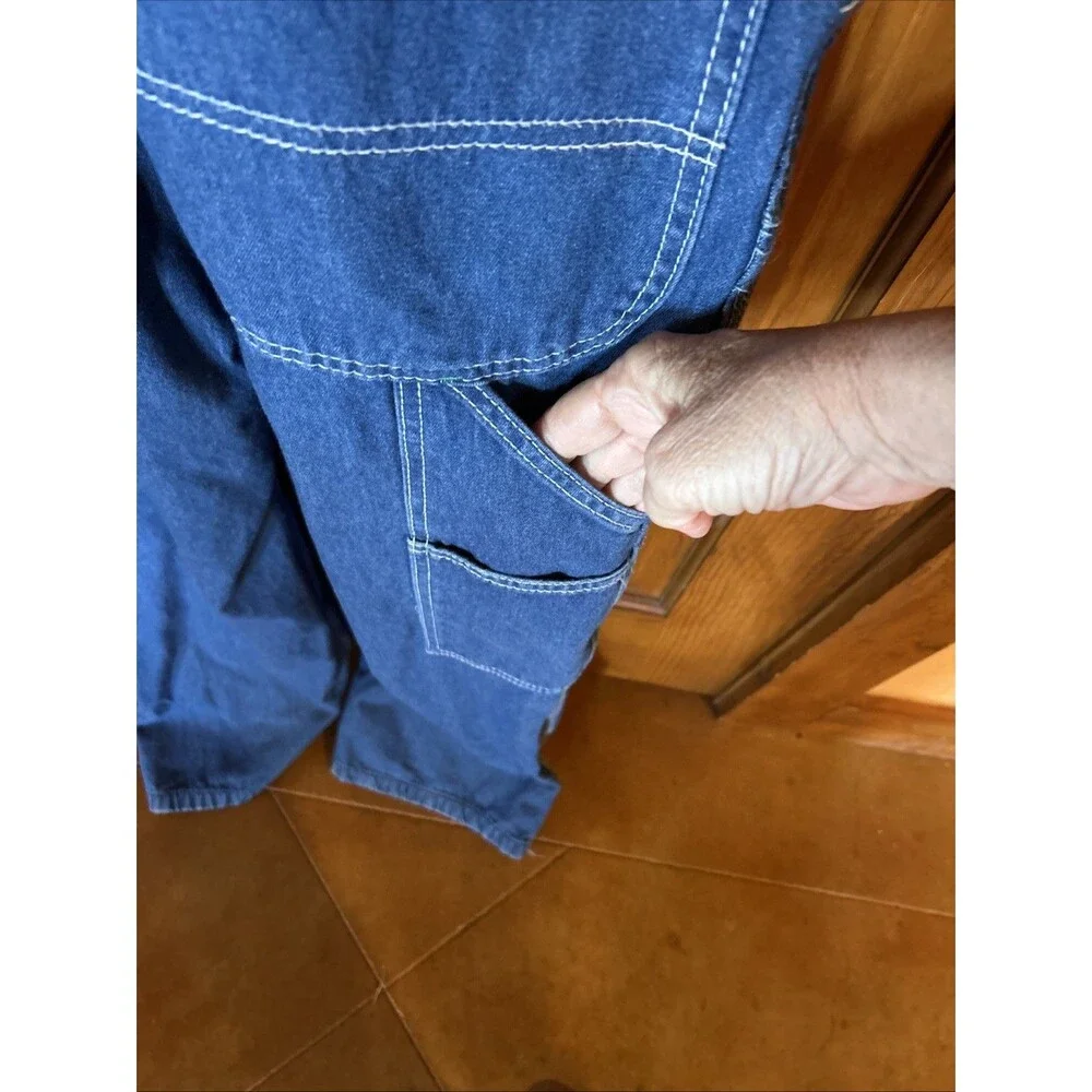 Liberty Overalls Mens 34x29 Blue Denim Bib Workwear Carpenter Utility Pockets